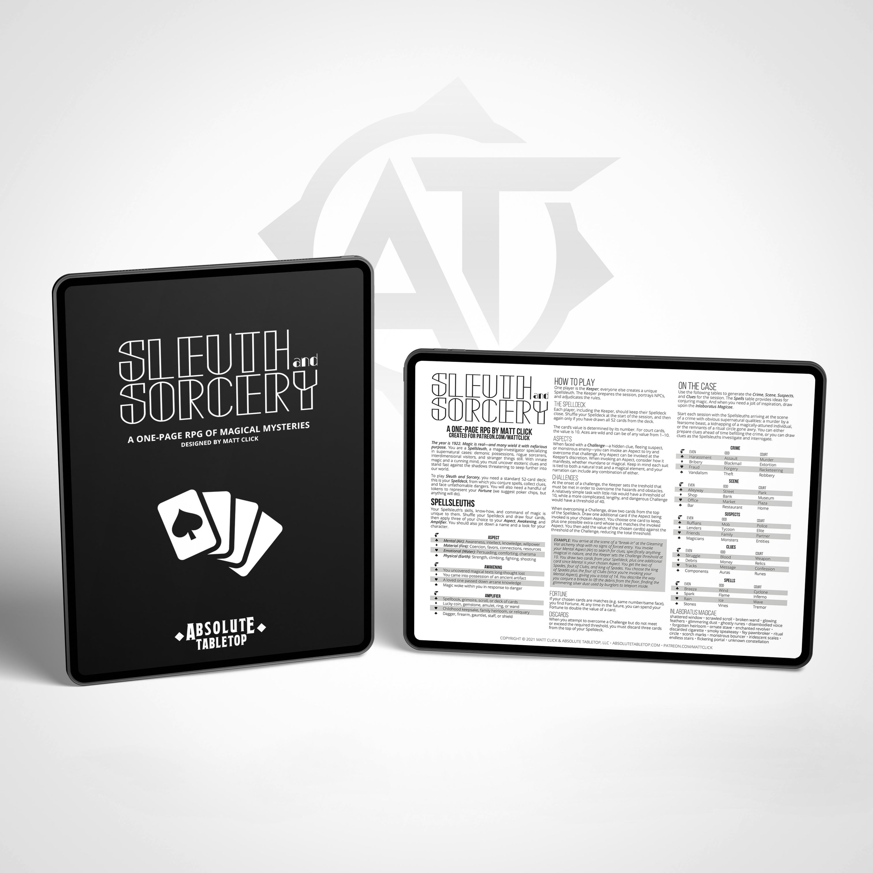 A One Page RPG of Magical Mysteries-Sleuth & Sorcery – Absolute Tabletop